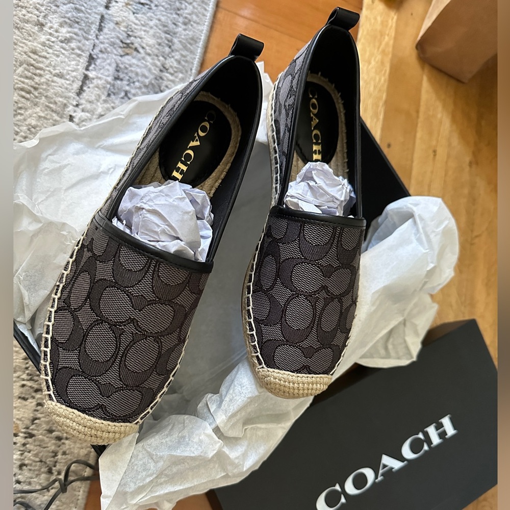 NIB - COACH Codi Espadrille In Signature Jacquard -  Black - size 5 US - Picture 11 of 14